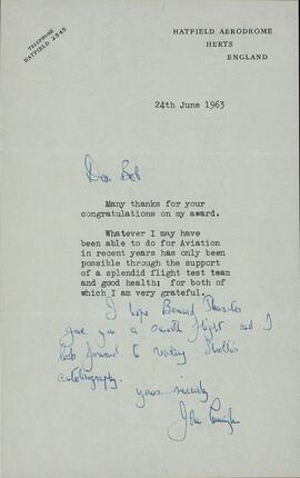 Cunningham, John. "Carta a Robert Wright". 24 junio 1963
