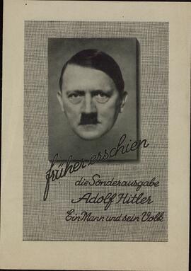 "Edición especial de la publicación del Führer Adolf Hitler. Un hombre y su pueblo"