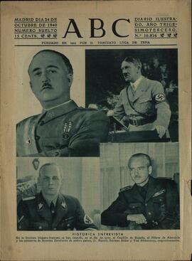 "ABC": Entrevista en Hendaya del General Franco con Hitler. Madrid, 24 Octubre 1940