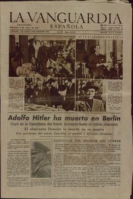 Periódico: "La Vanguardia". Miércoles 2 mayo 1945