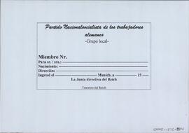 "Tarjeta de miembro del partido nazi"