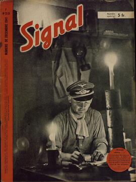 Signal. "Querida madre... Una noche, en el Este, en una pequeña casa aislada. Fuera aúlla una tormenta de nieve, a luz de las velas se despierta en el corazón del soldado el recuerdo de los días de fiesta en familia". Diciembre 1941.