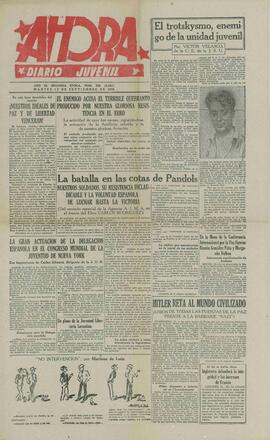 Ahora, Diario Juvenil. "El enemigo acusa el terrible quebranto producido por nuestra gloriosa resistencia en el Ebro". 13 septiembre 1938