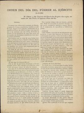 Orden del Día del Führer al Ejército: 31 diciembre 1941