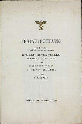 "Horthy von. Festival del rey de Hungría y su mujer. 25 agosto 1938"
