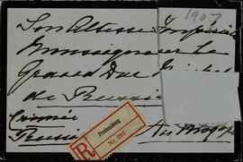 Carta y Sobre de la Zarina Alexandra Feodorovna al Gran Duque Mikhail. Amalienborg, 16 noviembre 1907
