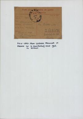Minnameier, Friedrich. "Correo de prisioneros de guerra". St. Fons (Rhône), 1945