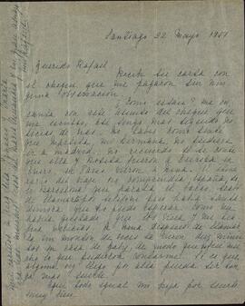 Vapor Uruguay. Sancho Contreras, Eduardo. Carta de Raquel Claro Velasco (esposa) a Rafael Sancho Contreras, conde de Montalvo (hermano). Santiago de Chile, 22 mayo 1950