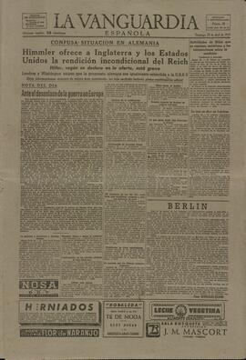 Periódico: "La Vanguardia". Domingo 29 abril 1945