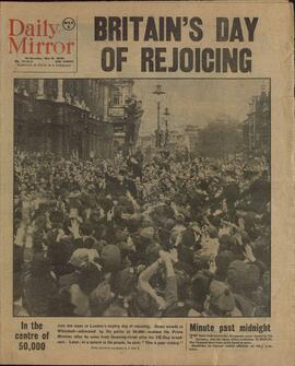 "Daily Mirror", 9 de Mayo de 1945, "Día de Regocijo en Gran Bretaña".