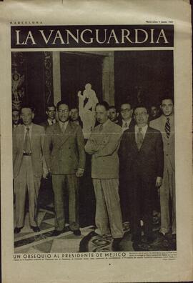 La Vanguardia. Visita del presidente mexicano, Lázaro Cárdenas, a Barcelona. 9 junio 1937