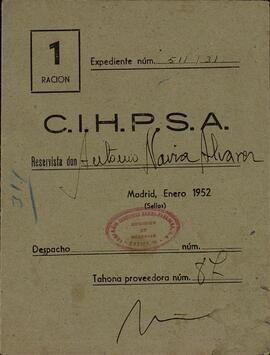 Navia Álvarez, Antonio. Cupón de 1 ración. Madrid, enero 1952