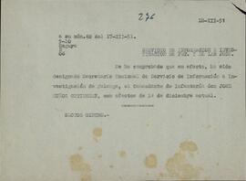 FET de las JONS, Servicio de Información e Investigación. 18 diciembre 1951