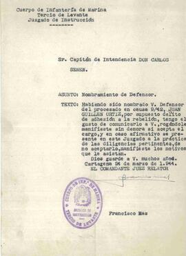 Pieza de Expediente de Juicio Militar sobre comportamiento(s) durante la Guerra Civil. Expediente del "caso Albacete": Procesamiento de los integrantes de un piquete de ejecución de una sentencia de muerte de los tribunales populares de Albacete