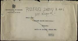 Vapor Uruguay. Sancho Contreras, Eduardo. Mandato de delegación de poder de Raquel Claro Velasco (esposa). Santiago de Chile, 7 octubre 1943