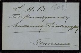 Carta y Sobre de la Zarina Alexandra Feodorovna al Gran Duque Mikhail. Copenhague, 29 marzo 1902