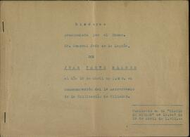 Yagüe Blanco, Juan. 1.º aniversario unificación de milicias. 19 abril 1938 (Guerra Civil).