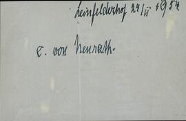 Neurath, Baron Konstantin von. Leinfelderhof, 24 febrero 1954