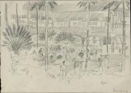 Grineau, Bryan de (1883-1957). "Patio y jardín del hotel Raffels. Singapur"