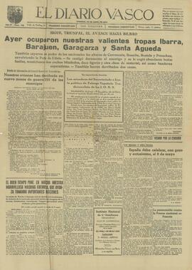 El Diario Vasco. 23 Abril 1937. (Ruptura del cinturón de hierro de Bilbao).