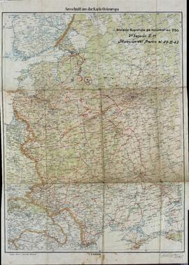 "Mapa de los frentes en Rusia y Ucrania de la división azul de voluntarios". 25 febrero 1942