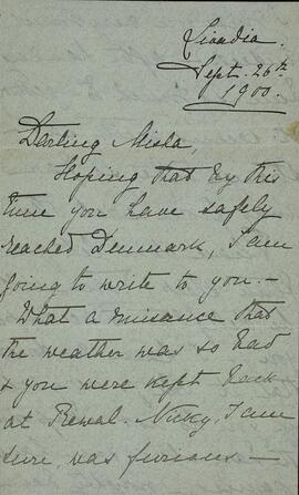 Carta y Sobre de la Zarina Alexandra Feodorovna al Gran Duque Mikhail. 26 septiembre 1900