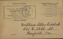 Postales a William Allen Riddick. 1942