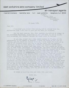 Lacey, James. Carta a Robert Wright, 10 abril 1969