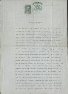 Vapor Uruguay. Sancho Contreras, Eduardo. "Mandato Especial". Santiago de Chile, 22 abril 1937