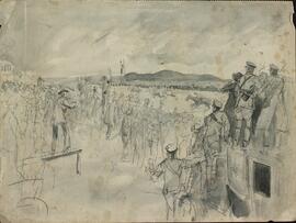 Grineau, Bryan de (1883-1957). "Un extraño encuentro. Carrera de caballos"