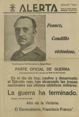 Alerta. Diario de Falange Española Tradicionalista y de las J.O.N.S. (Especial del día de la victoria). 2 Abril 1939