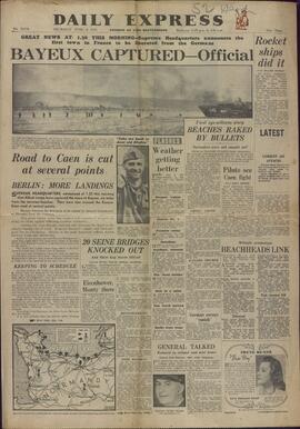 "Daily Express", 8 de Junio de 1944, "Bayeux Capturada - Es Oficial".