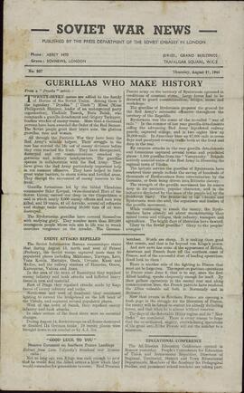 "Noticias de guerra soviéticas". No. 937. Departamento de prensa de la embajada soviética en Londres. Jueves, 17 agosto 1944