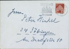 Seydlitz, Walther von. A Peter Hiskel. Bremen, 17 mayo 1970
