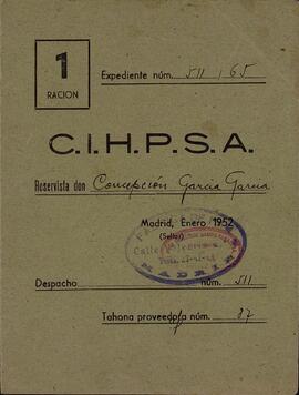 García García, Concepción. Cupón de 1 ración. Madrid, enero 1952