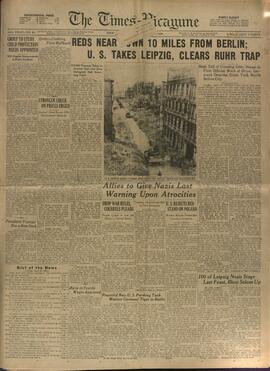 The Times-Picayune, "EE.UU. toma Leipzig" 1945