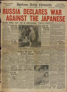 Spokane Daily Chronicle. 8 agosto 1941. "Rusia declara la guerra a Japón."