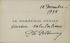 Pétain, Philippe. 12 diciembre 1938