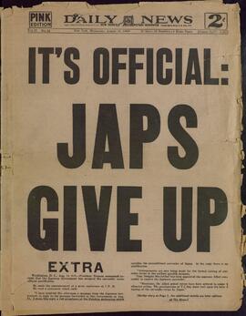 Daily News. "Es oficial:  los japoneses se rinden". 15 agosto 1945.