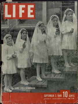 "Life". La Primera Comunión de las quintillizas. 2 Septiembre 1940. En el interior, artículo sobre la muerte de León Trotsky en México.