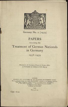 Documentos acerca del tratamiento a nacionales alemanes en Alemania / 1938 - 1939