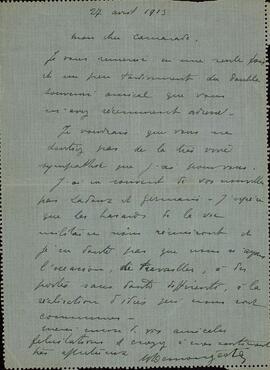 Carta dirigida al General Gamelin. 27 abril 1913