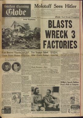 "Boston Evening Globe", Martes 12 de Noviembre de 1940