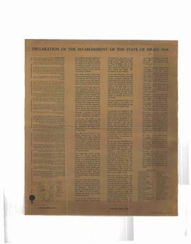 Meir, Golda. Copia de la declaración de Independencia de Israel