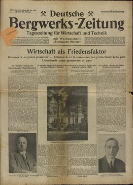 Periódico alemán de la mina: periódico diario para la industria y la técnica. Düsseldorf, 26 junio 1937