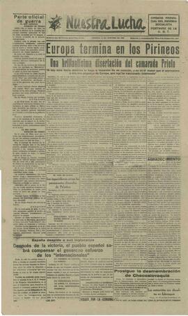 Nuestra lucha. Órgano provincial del Partido Socialista, portavoz de la UGT. N.º: 335, 11 octubre 1938