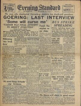 "Evening Standard", 2 de Octubre de 1946, "Goering: Última Entrevista".