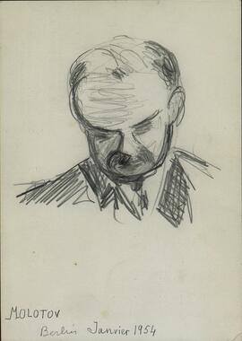Retrato Viacheslav Molotov por M. Rivain. "Berlin Janvier 1954"