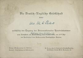 Shaw, Maurice A. Invitación de la Asociación de amigos germano-británica, 30 junio 1937.