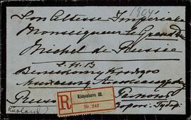 Carta y Sobre de la Zarina Alexandra Feodorovna al Gran Duque Mikhail. Copenhague, 13 octubre 1903